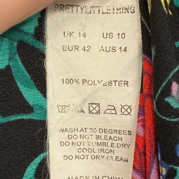 PRETTYLITTLETHING Long Sleeve Floral Maxi Dress Black Women’s Size 10 - Picture 7 of 8